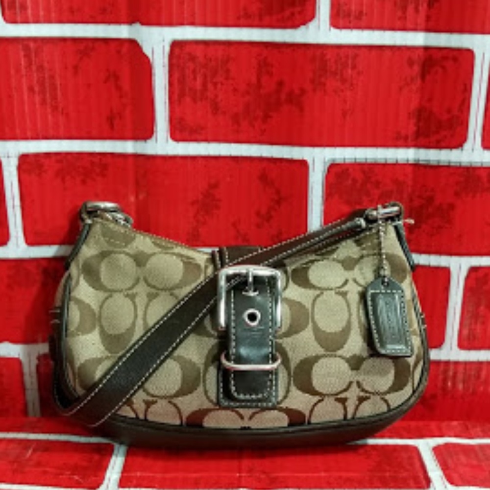 COACH- TAN & BROWN SIGNATURE BAGUETTE